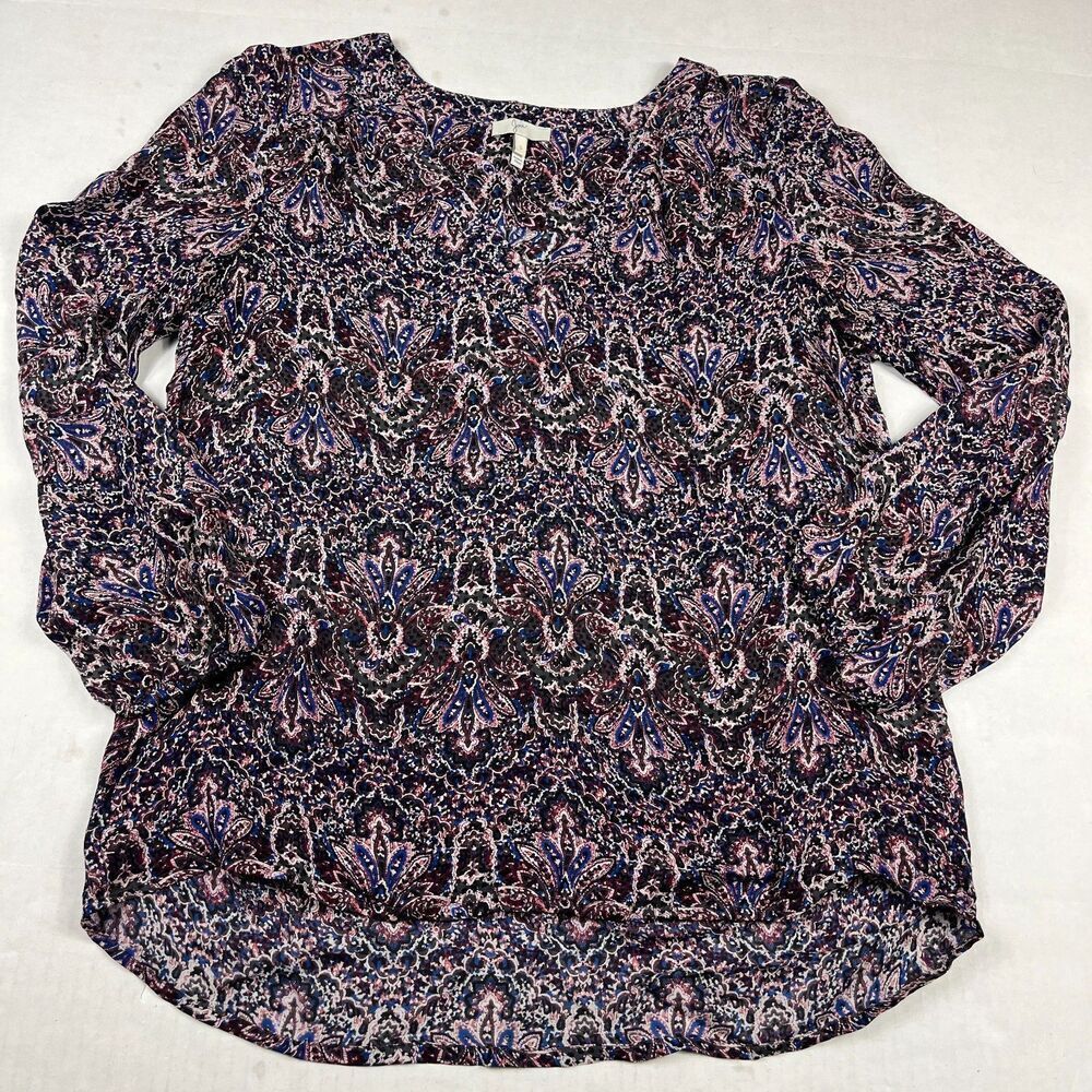Joie Silk Blouse Small Long Sleeve Paisley Boho Artsy Romantic Flowy Shirt Top